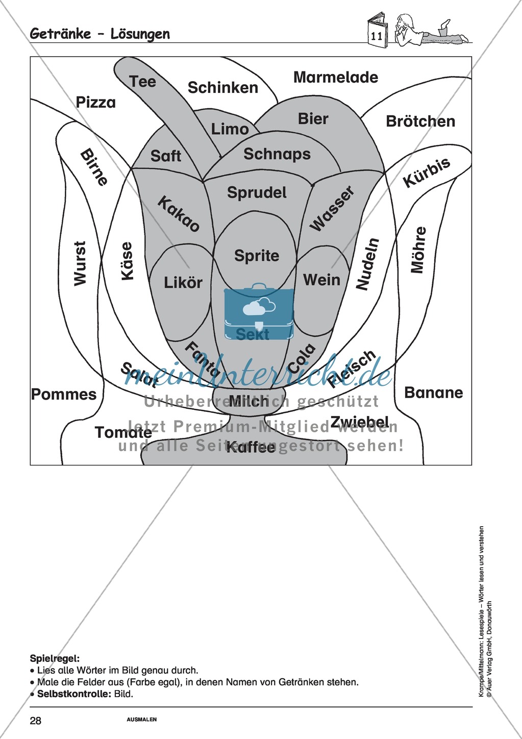 Einzelwörter ohne Bild: Spielkarten + Lösung Preview 2