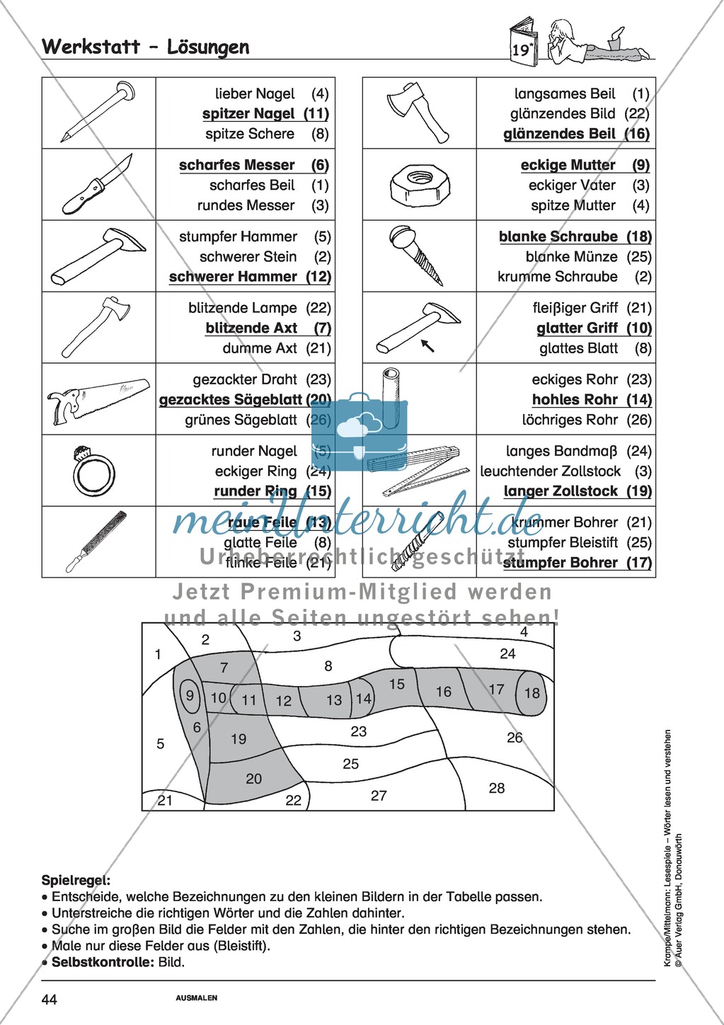 Mehrere Wörter mit Bild: Spielkarten + Lösung Preview 2