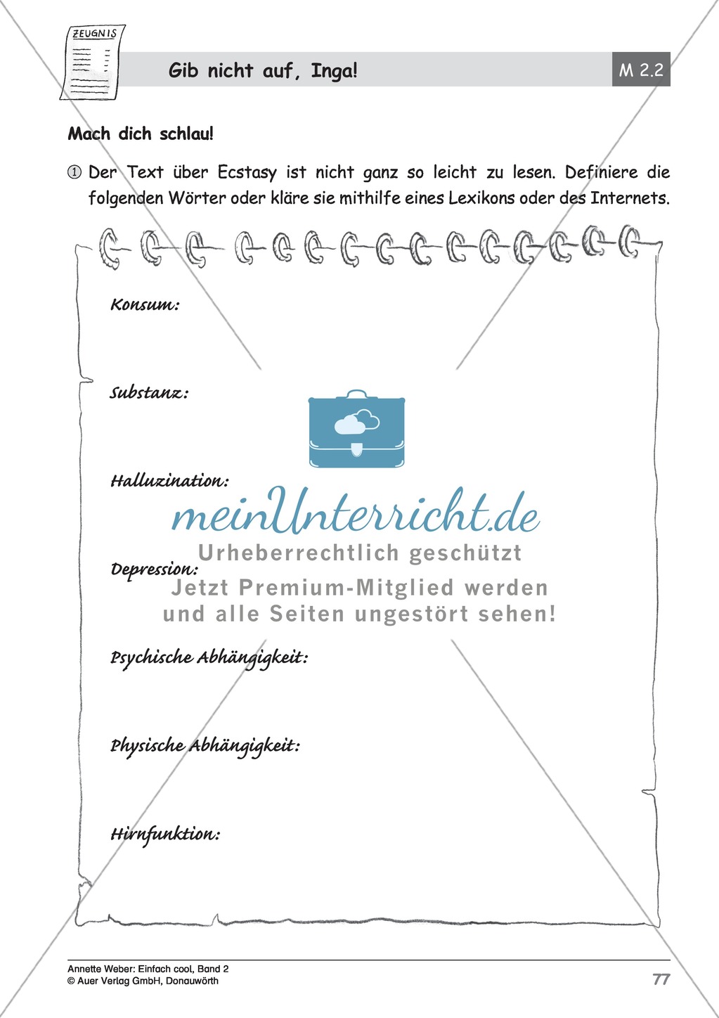 Infotext über Ecstasy + Fremdwörter definieren: Lesetext + Aufgabe Preview 2