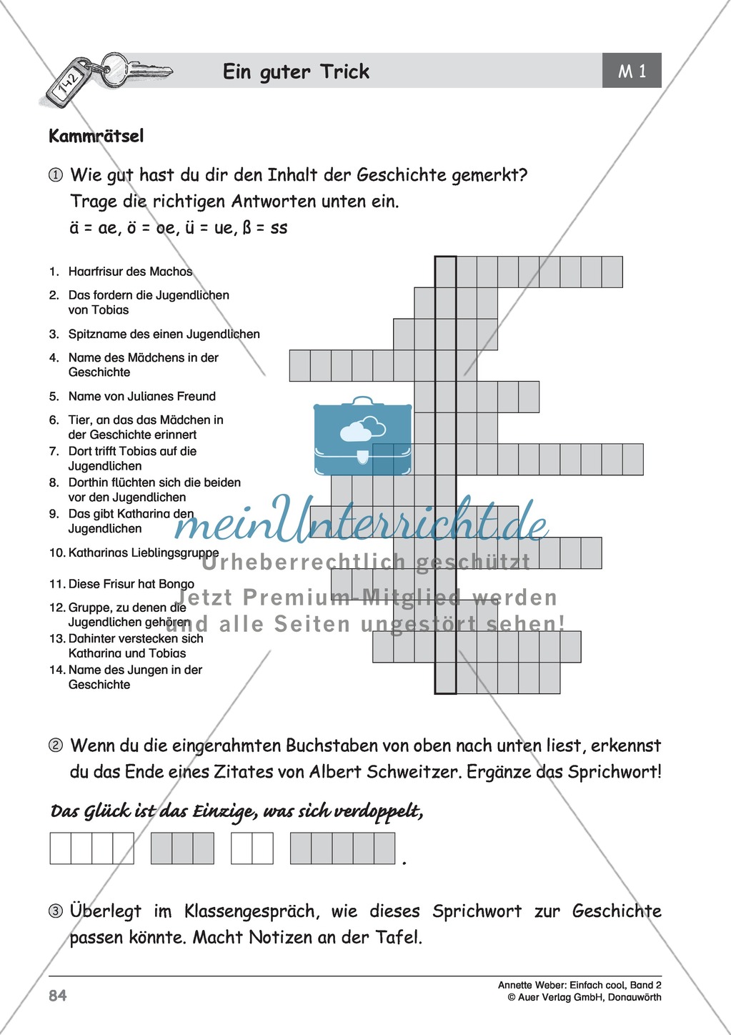 Rätsel zur Kurzgeschichte