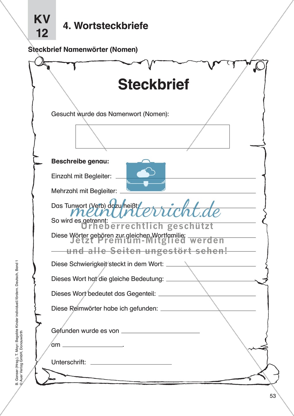 Sprache untersuchen - Wortsteckbriefe: Erläuterung + Übungen Preview 2