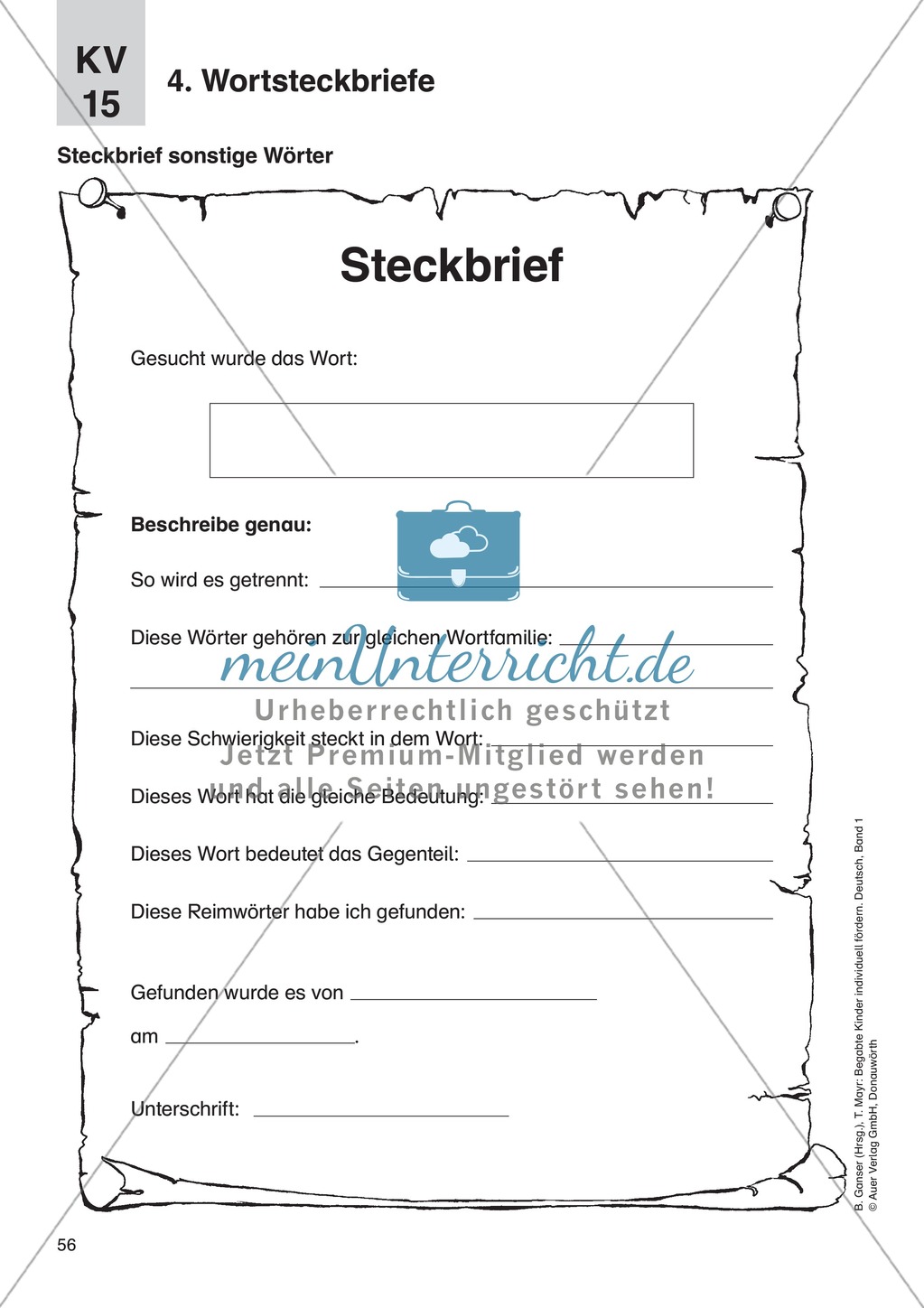 Sprache untersuchen - Wortsteckbriefe: Erläuterung + Übungen Preview 5