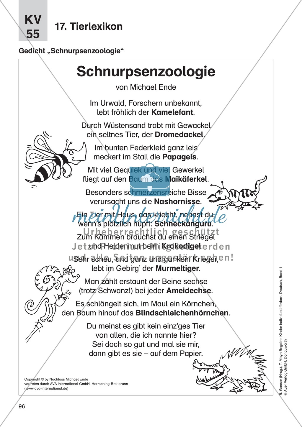 Texte verfassen/Kreatives Schreiben - Tierlexikon: Erläuterung + Übungen Preview 5