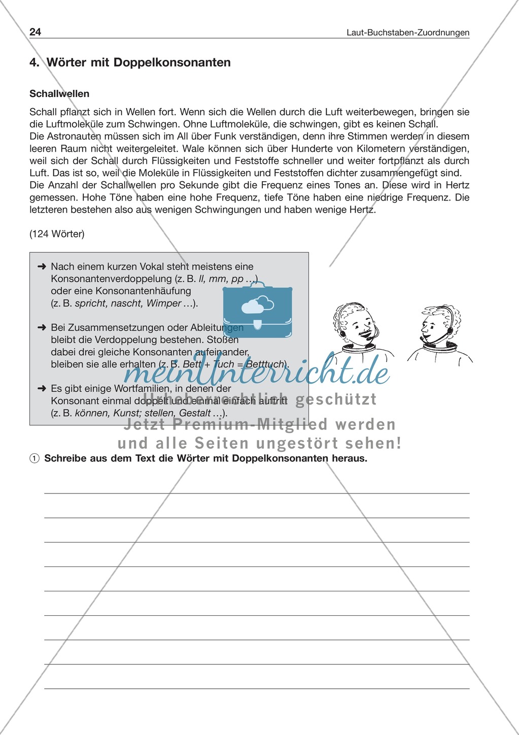 Laut-Buchstaben-Zuordnung: Wörter mit Doppelkonsonanten: Arbeitsblatt + Lösung Preview 1