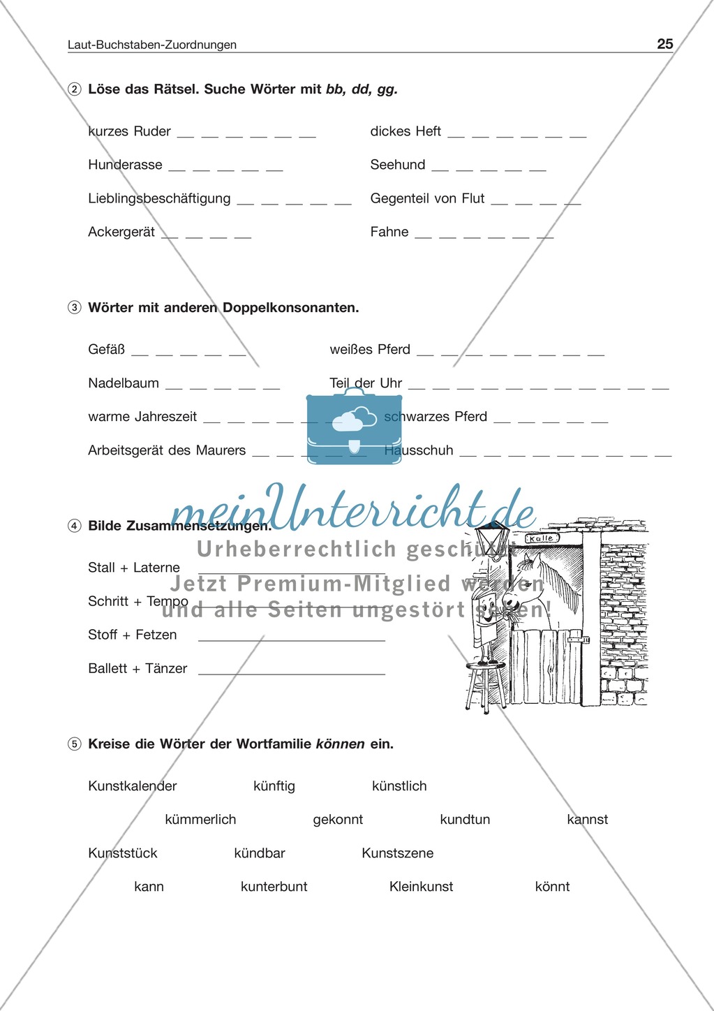 Laut-Buchstaben-Zuordnung: Wörter mit Doppelkonsonanten: Arbeitsblatt + Lösung Preview 2