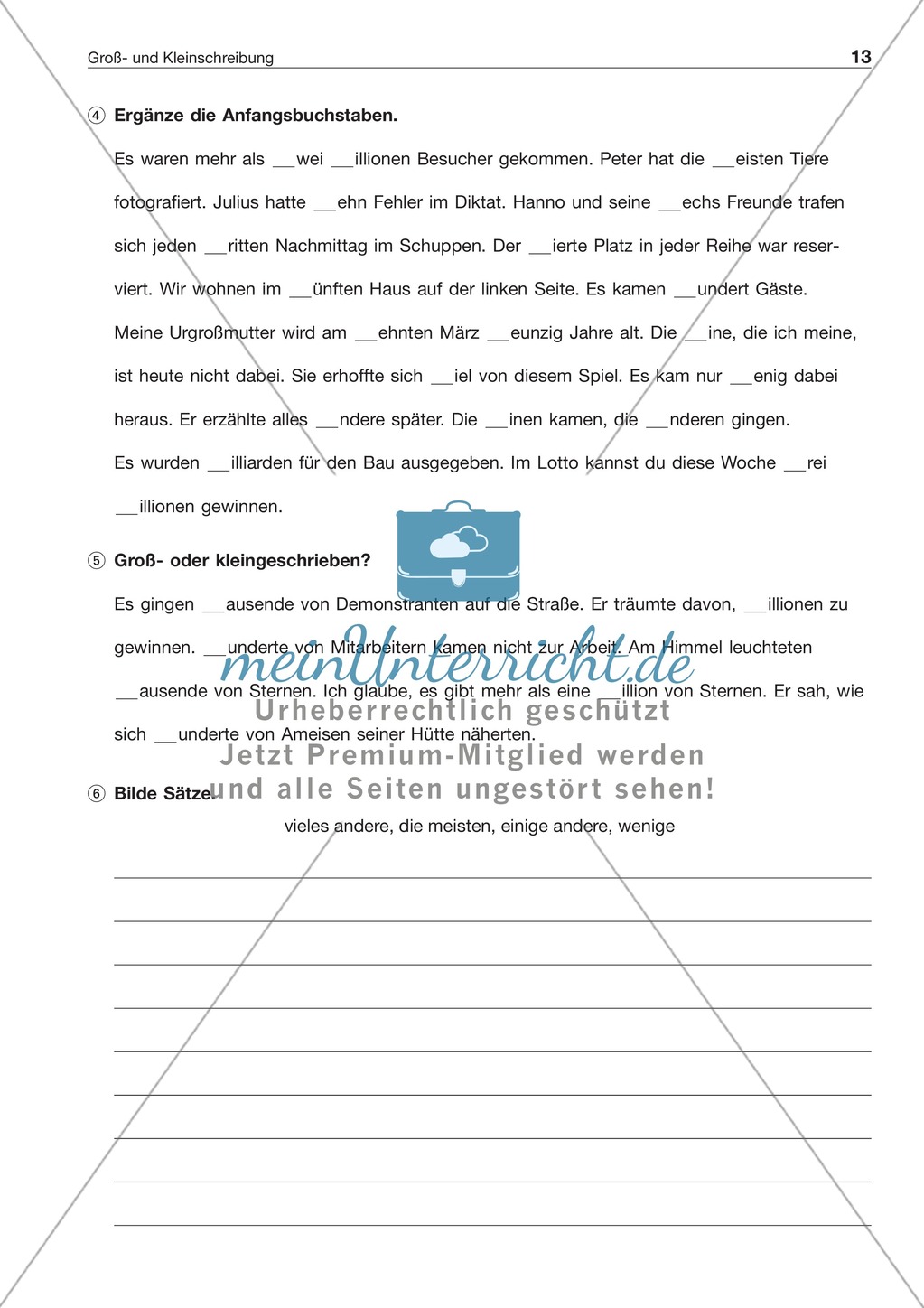 Groß- und Kleinschreibung: Zahladjektive + Kardinalzahlen: Arbeitsblatt + Lösung Preview 2