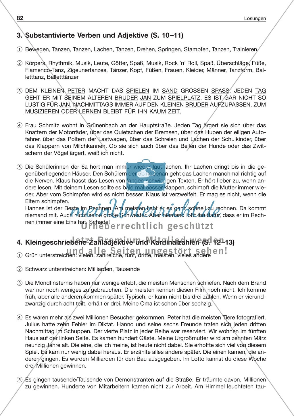 Groß- und Kleinschreibung: Zahladjektive + Kardinalzahlen: Arbeitsblatt + Lösung Preview 3