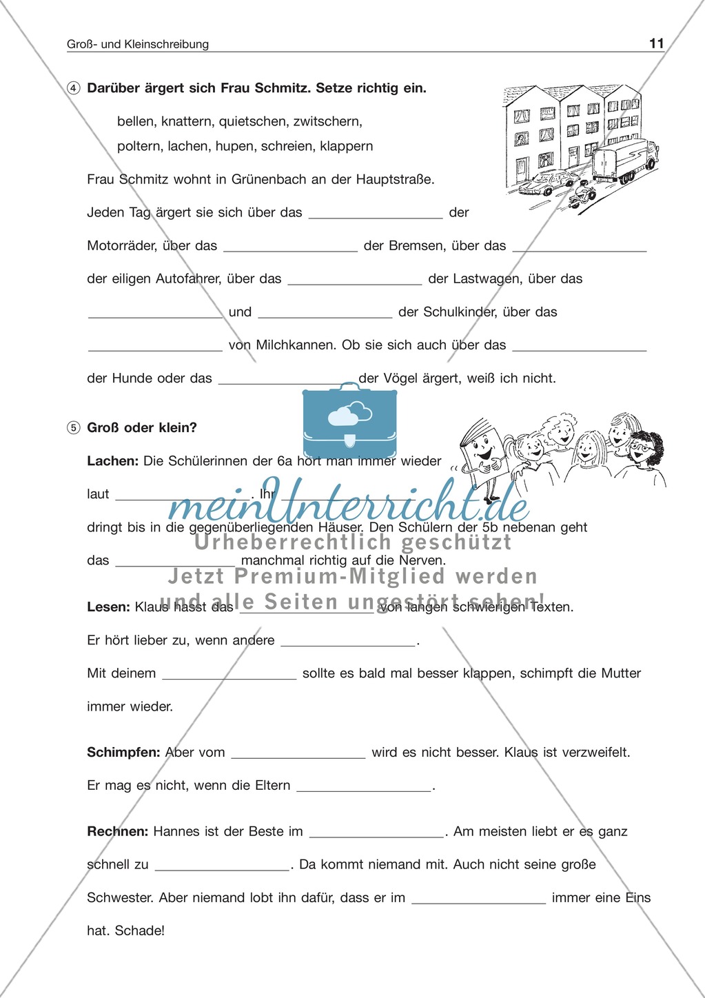 Groß- und Kleinschreibung: Substantivierte Verben + Adjektive: Arbeitsblatt + Lösung Preview 2