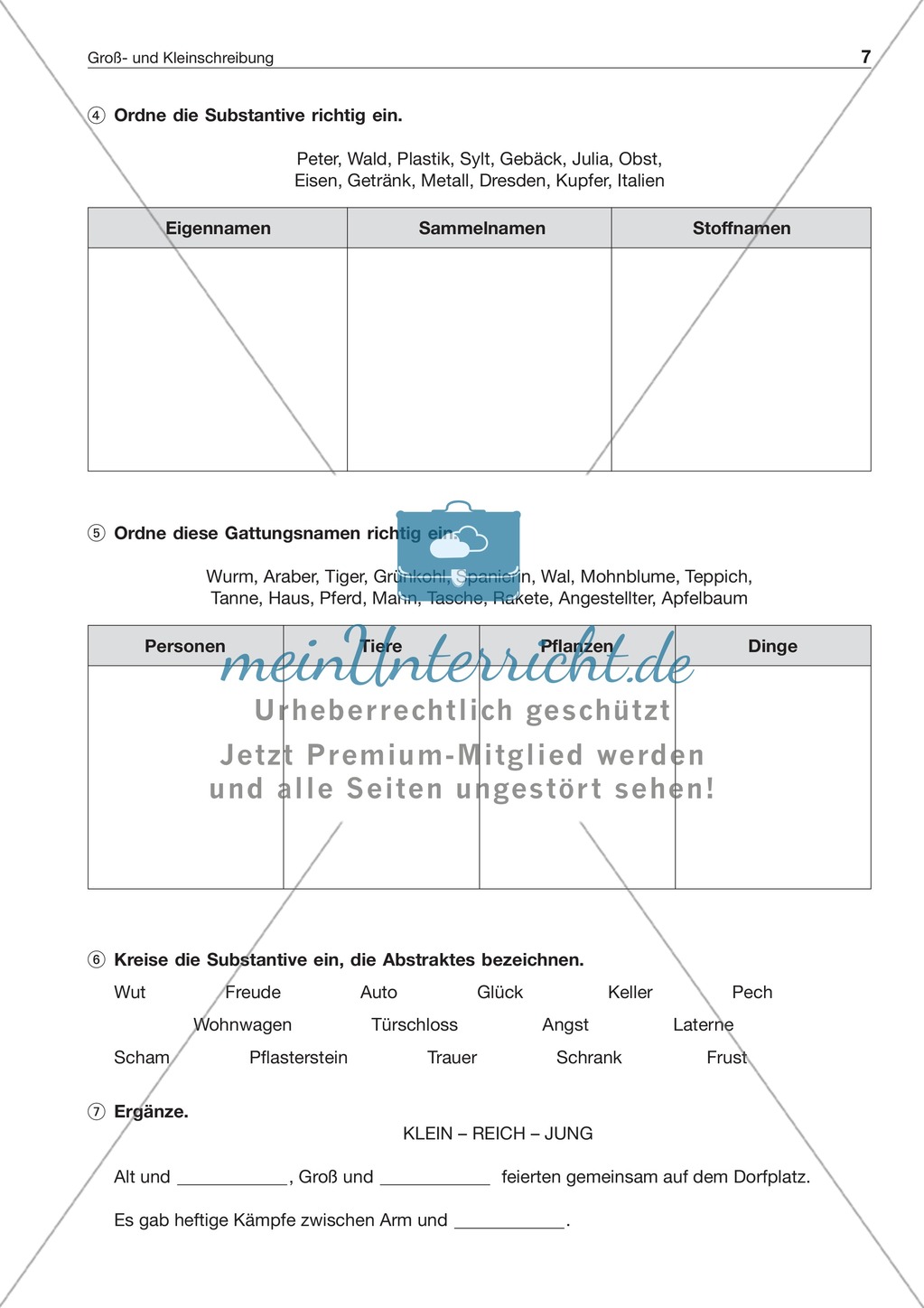 Groß- und Kleinschreibung: Satzanfänge, Eigennamen, Substantive: Arbeitsblatt + Lösung Preview 2