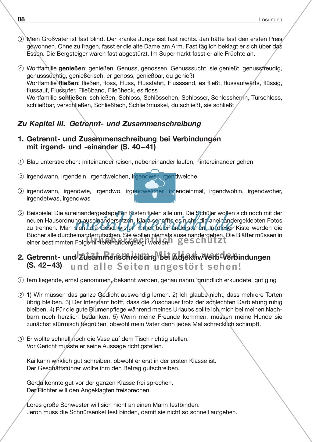 Getrennt- und Zusammenschreibung bei Verbindungen mit irgend- und -einander: Arbeitsblatt + Lösung Preview 3