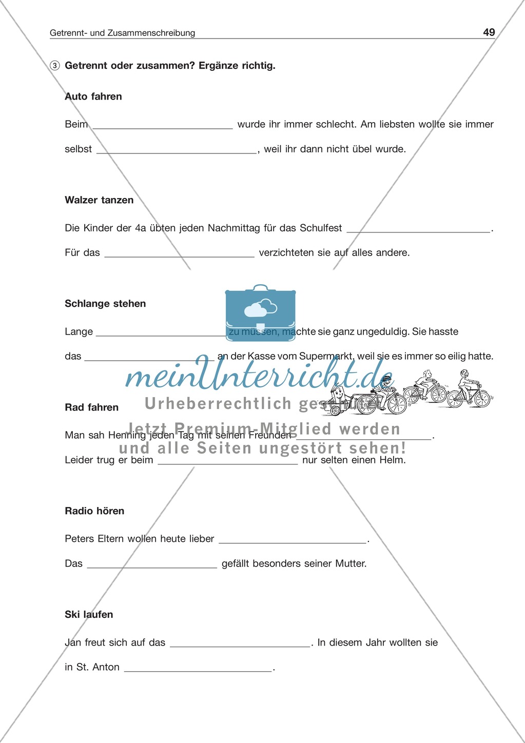 Getrennt- und Zusammenschreibung bei Substantiv/Verb-Verbindungen: Arbeitsblatt + Lösung Preview 2
