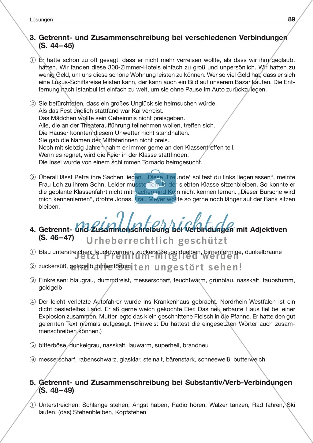 Getrennt- und Zusammenschreibung bei Substantiv/Verb-Verbindungen: Arbeitsblatt + Lösung Preview 3
