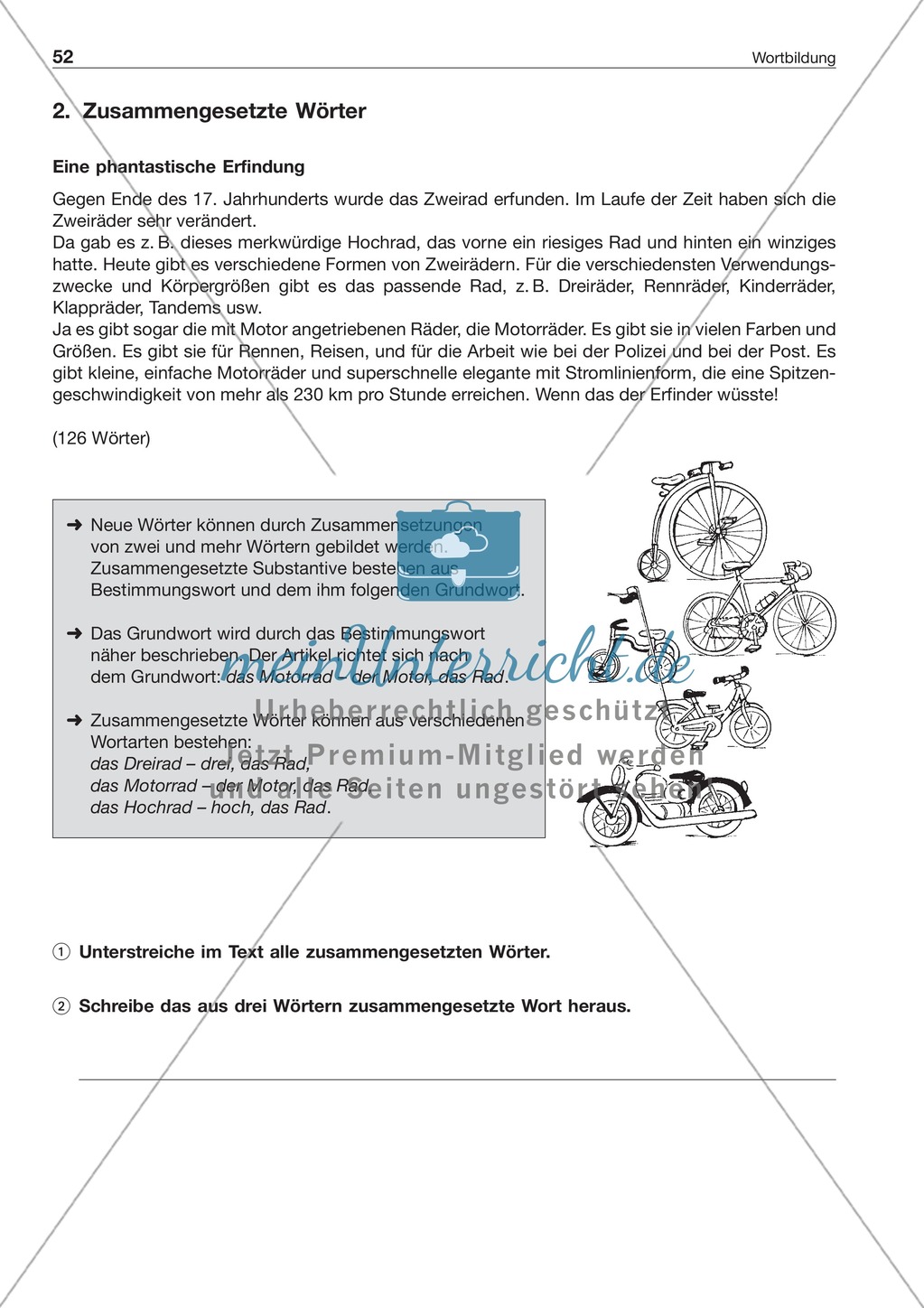 Wortbildung - Zusammengesetzte Wörter: Arbeitsblatt + Lösung Preview 1