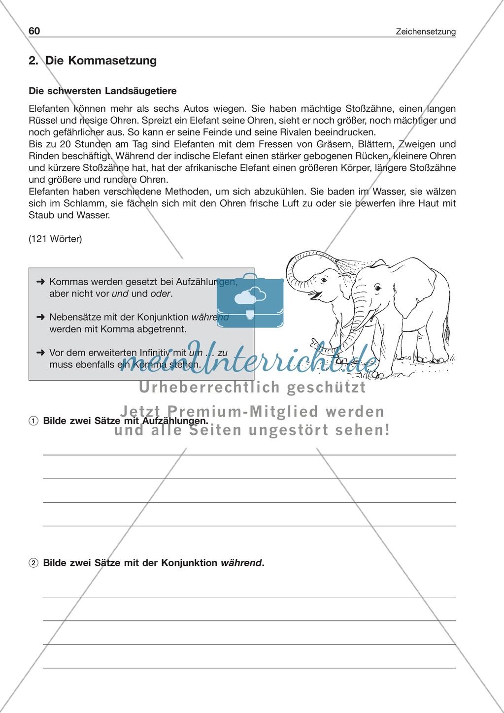 Kommasetzung: Arbeitsblätter + Lösungen Preview 1