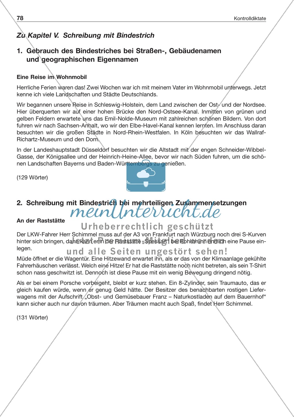 Schreibung mit Bindestrich: Kontrolldiktate Preview 1