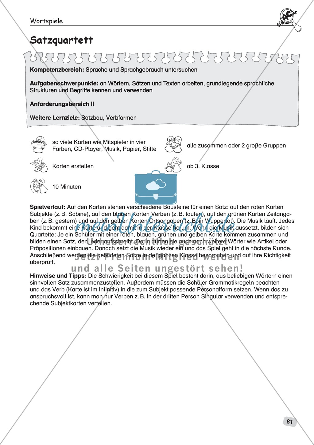 Für die Bildungsstandards üben: Wortspiele - Satzquartett Preview 1