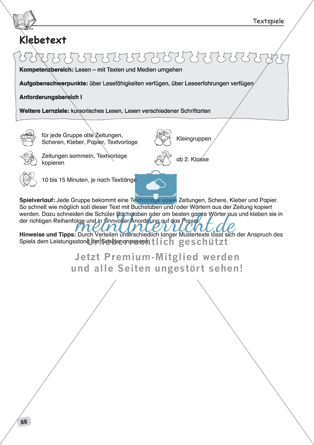 Für die Bildungsstandards üben: Textspiele - Klebetext Preview 1