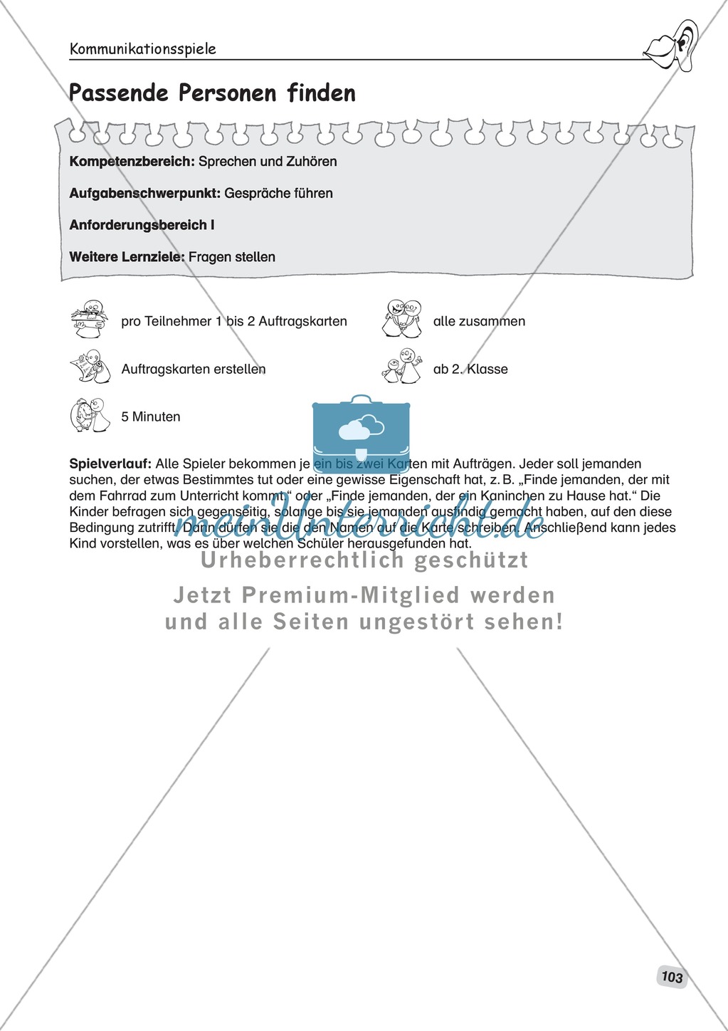 Für die Bildungsstandards üben: Kommunikationsspiele - Passende Personen finden Preview 1