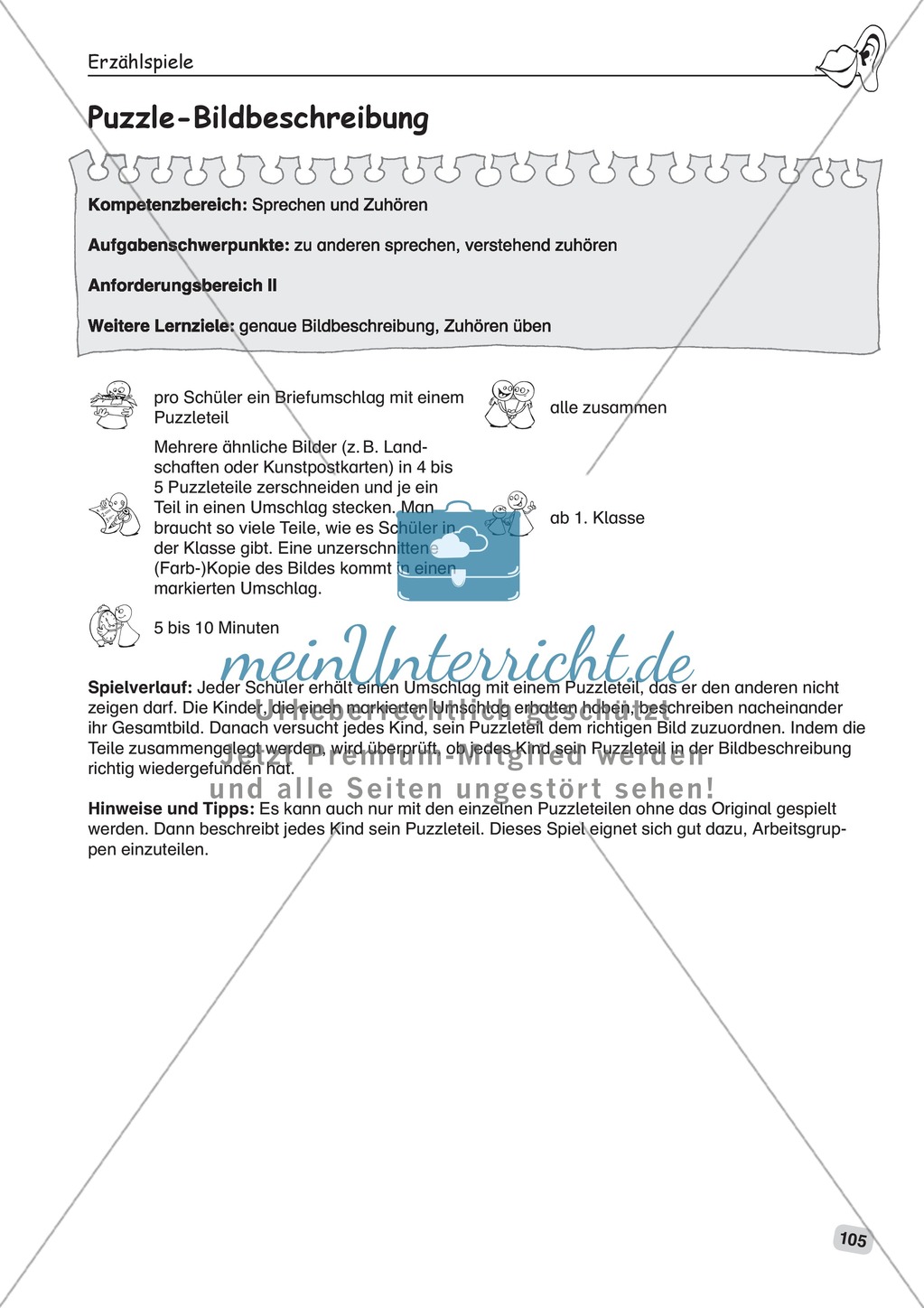 Für die Bildungsstandards üben: Erzählspiele - Puzzle-Bildbeschreibung Preview 1