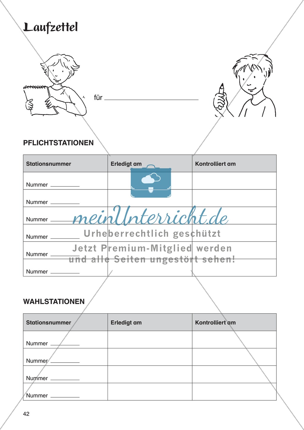 Laufzettel: Checkliste Preview 1