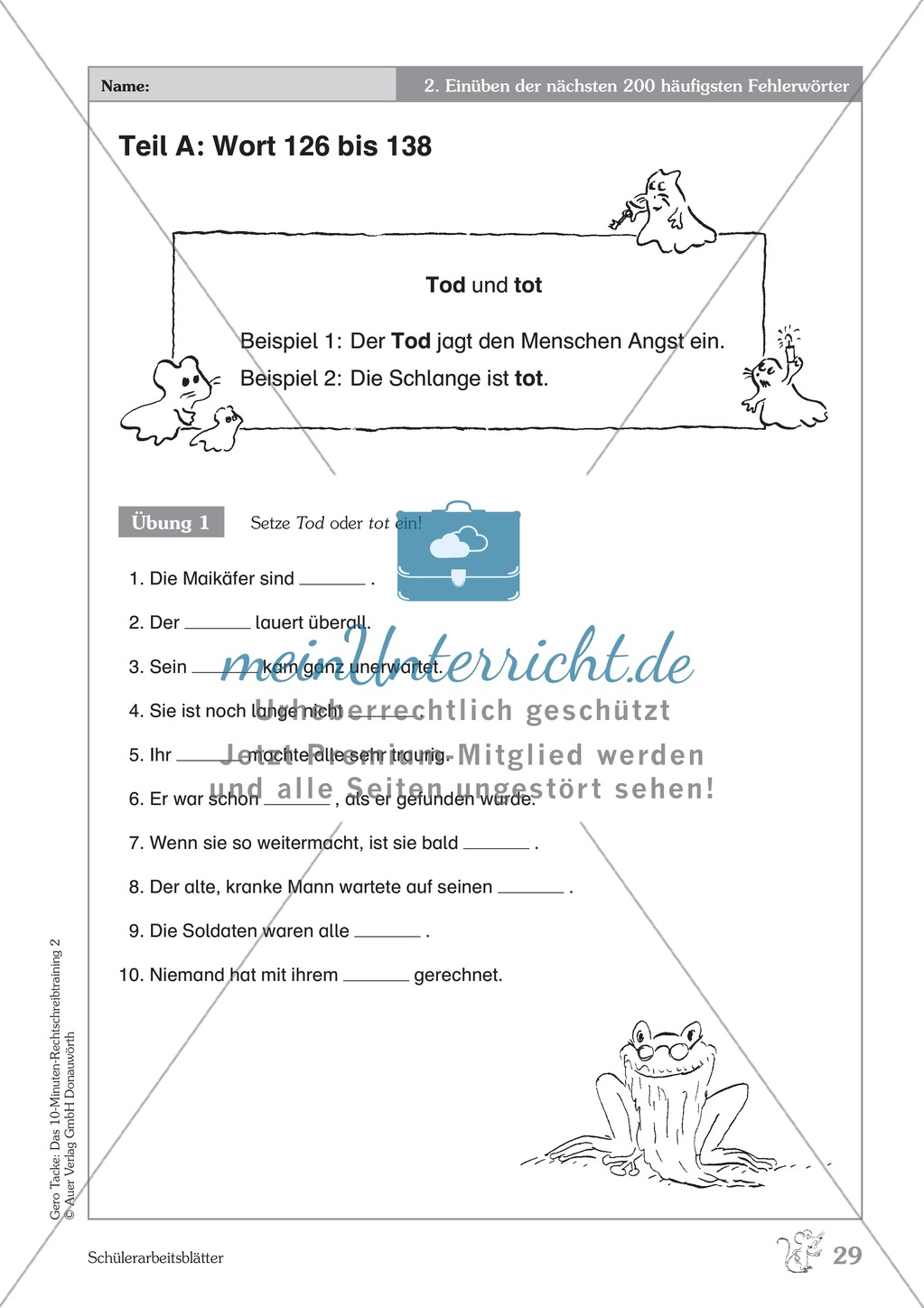 Einüben der 200 häufigsten Fehlerwörter - Wort 126-138: Arbeitsblätter + Erläuterung Preview 1