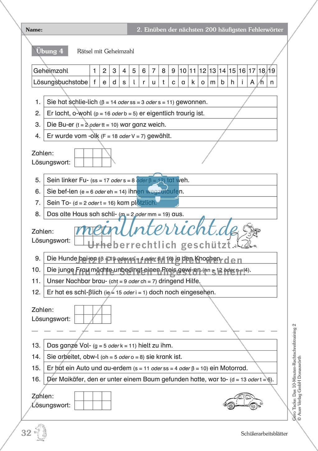 Einüben der 200 häufigsten Fehlerwörter - Wort 126-138: Arbeitsblätter + Erläuterung Preview 4