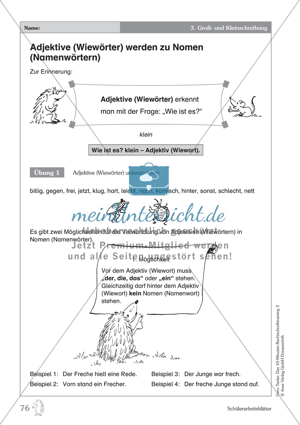 Groß- und Kleinschreibung - Adjektive werden zu Nomen: Übungen + Erläuterung Preview 1