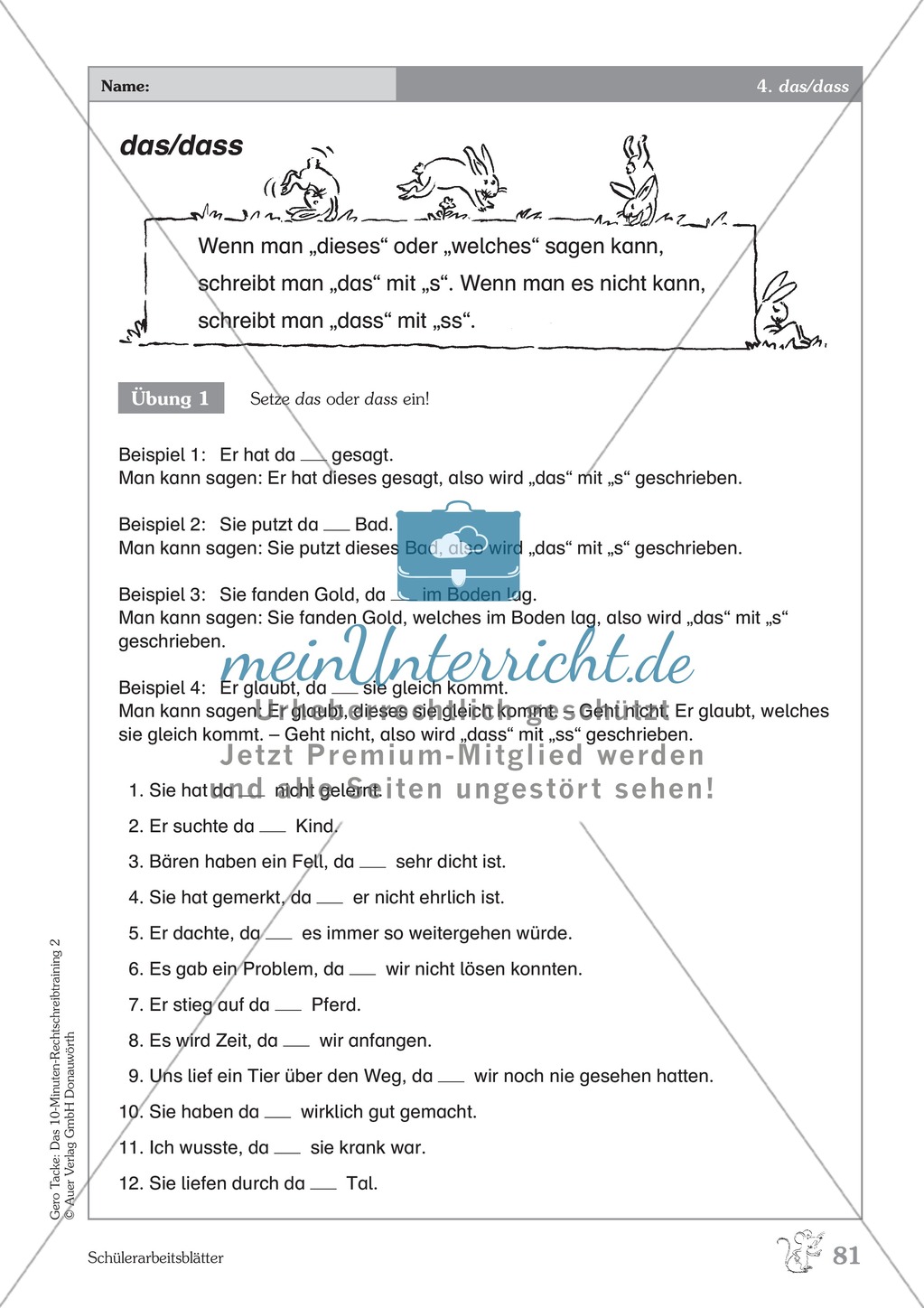 Rechtschreibung - das/dass: Übungen + Erläuterung Preview 1