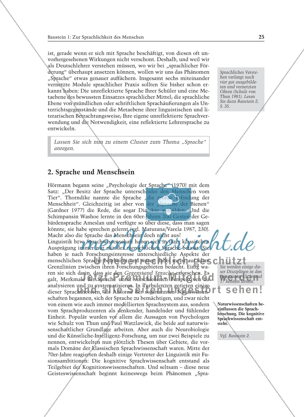 Zur Sprachlichkeit des Menschen: Informationstext für Lehrer Preview 2