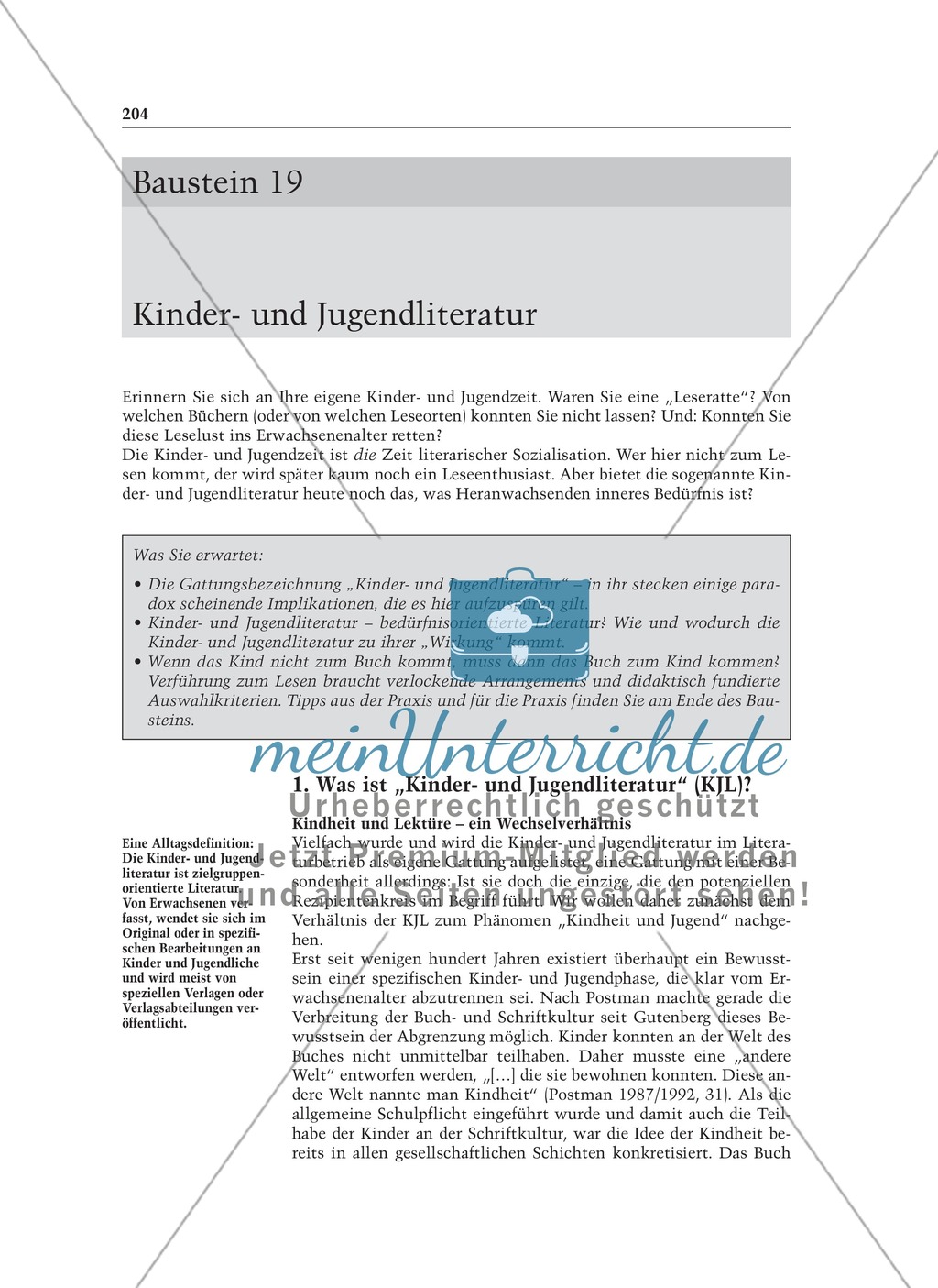 Kinder- und Jugendliteratur: Informationstext für Lehrer Preview 1