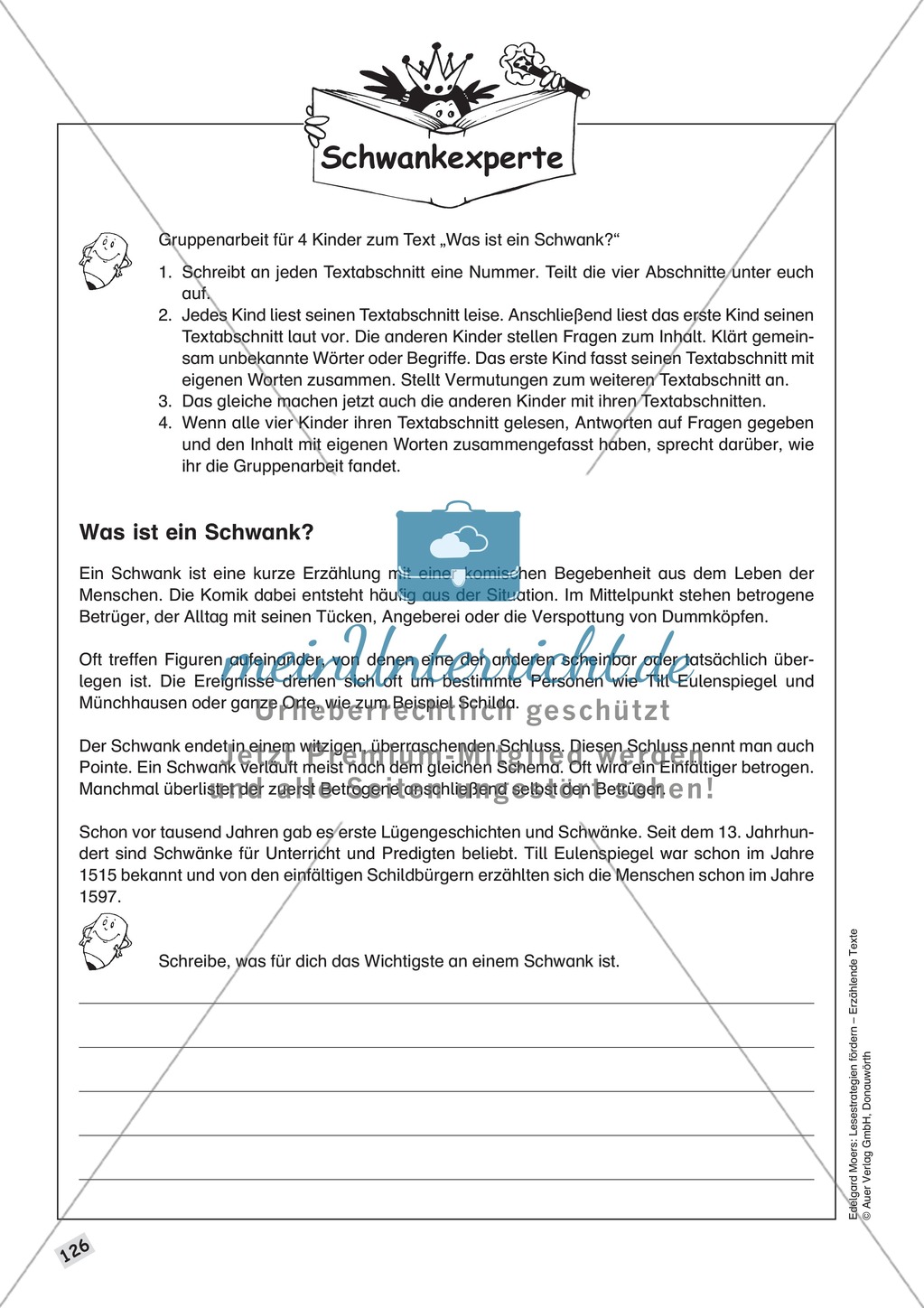 Merkmale eines Schwanks: Lesetext + Aufgaben Preview 1