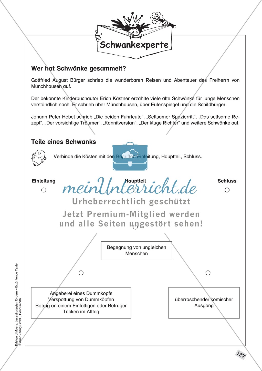 Merkmale eines Schwanks: Lesetext + Aufgaben Preview 2