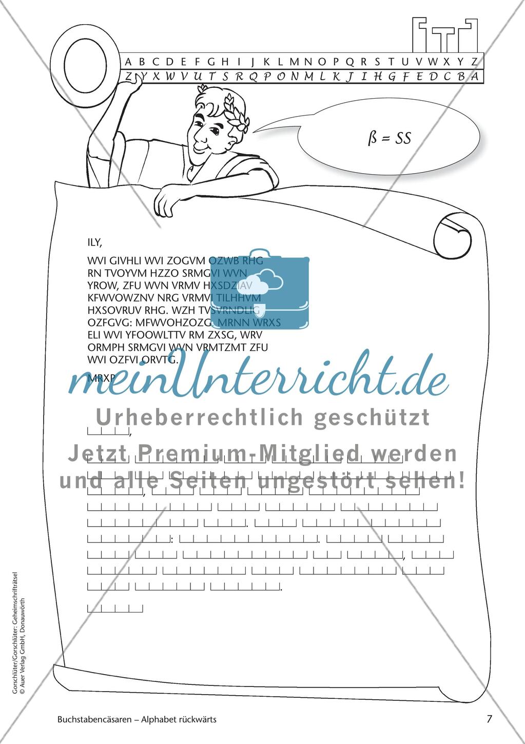 Geheimschrift Alphabet rückwärts: Übungen Preview 1