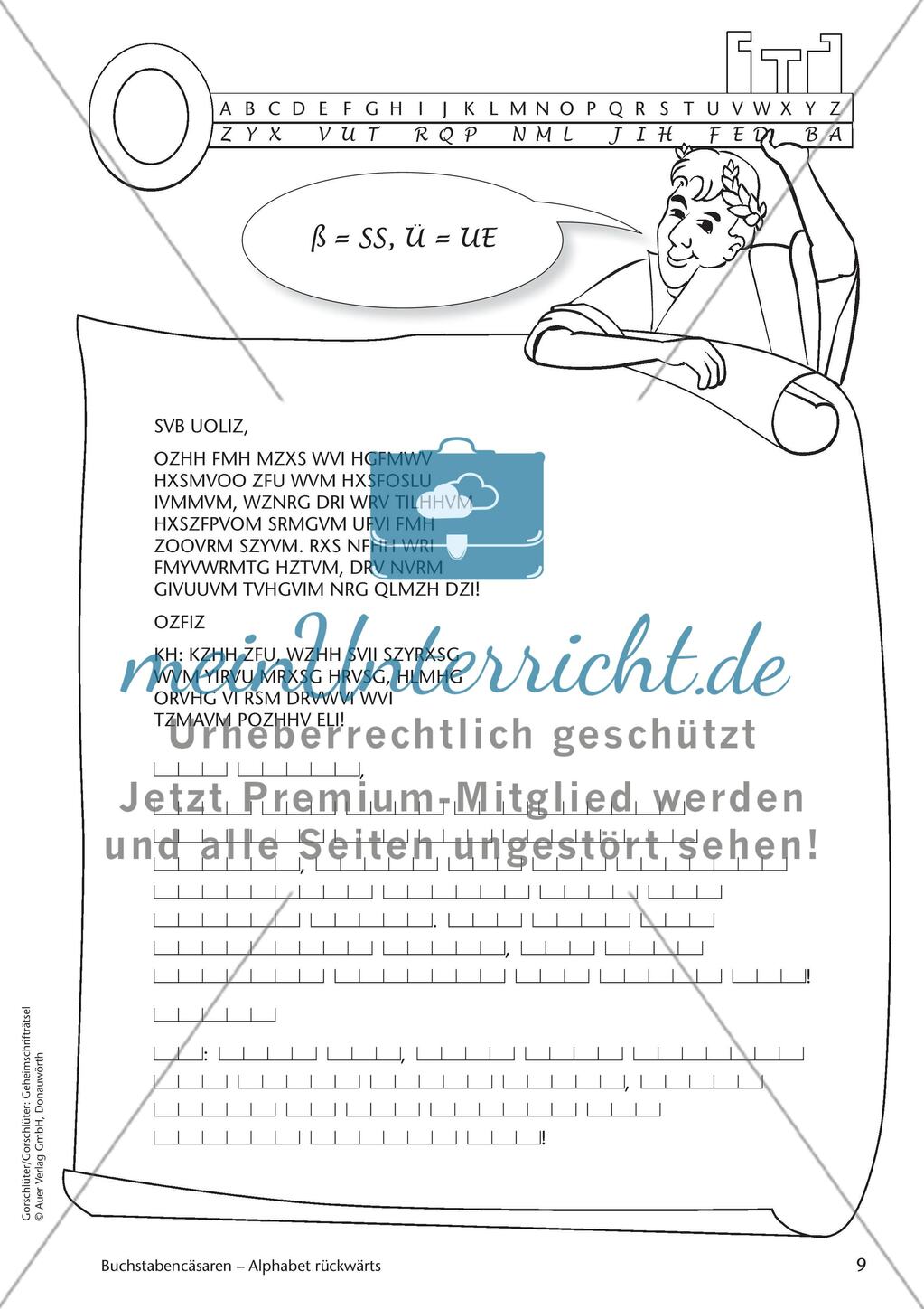 Geheimschrift Alphabet rückwärts: Übungen Preview 3