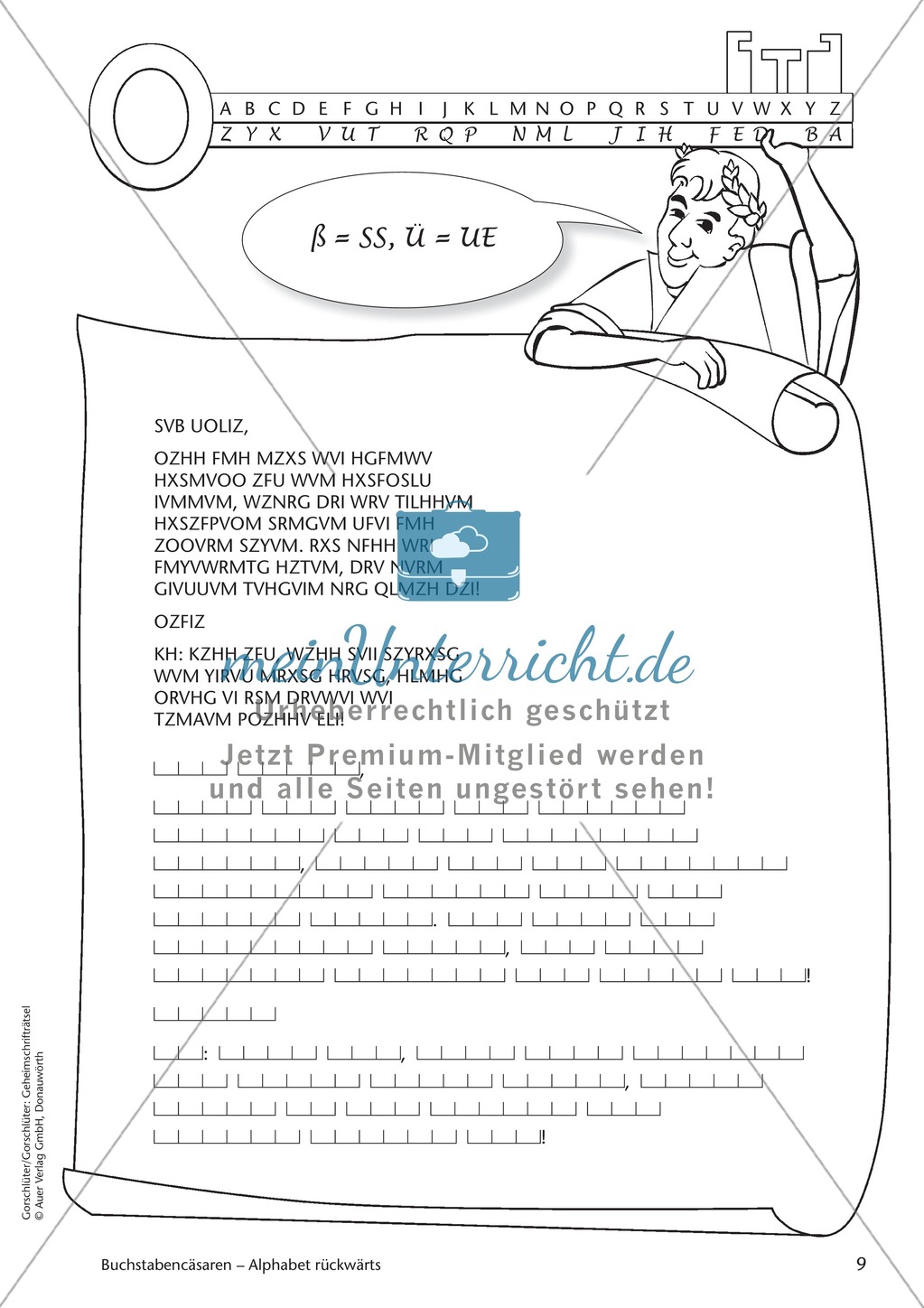 Geheimschrift Alphabet rückwärts: Übungen Preview 3