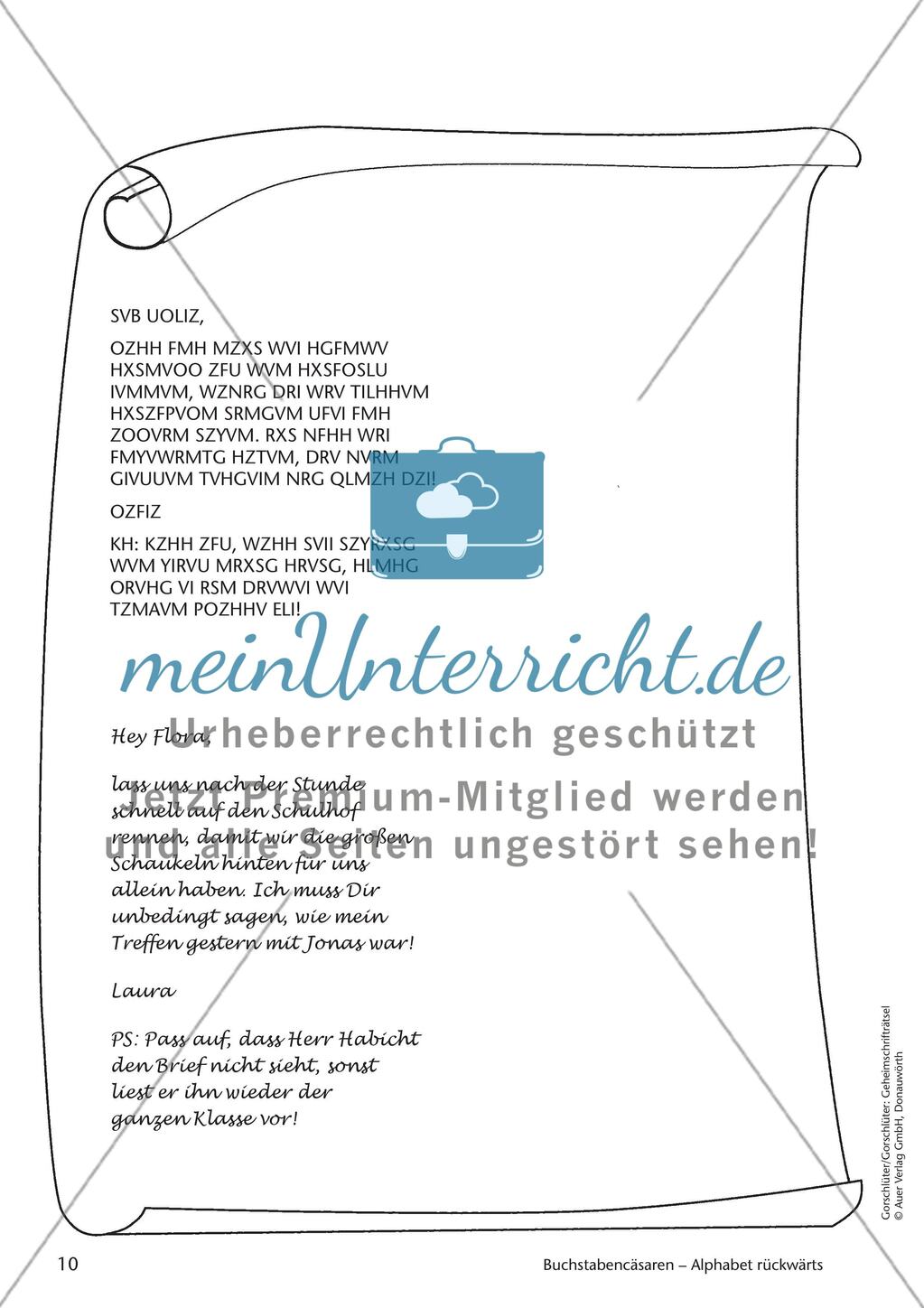 Geheimschrift Alphabet rückwärts: Übungen Preview 4