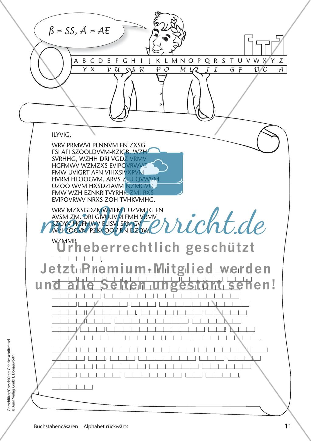 Geheimschrift Alphabet rückwärts: Übungen Preview 5