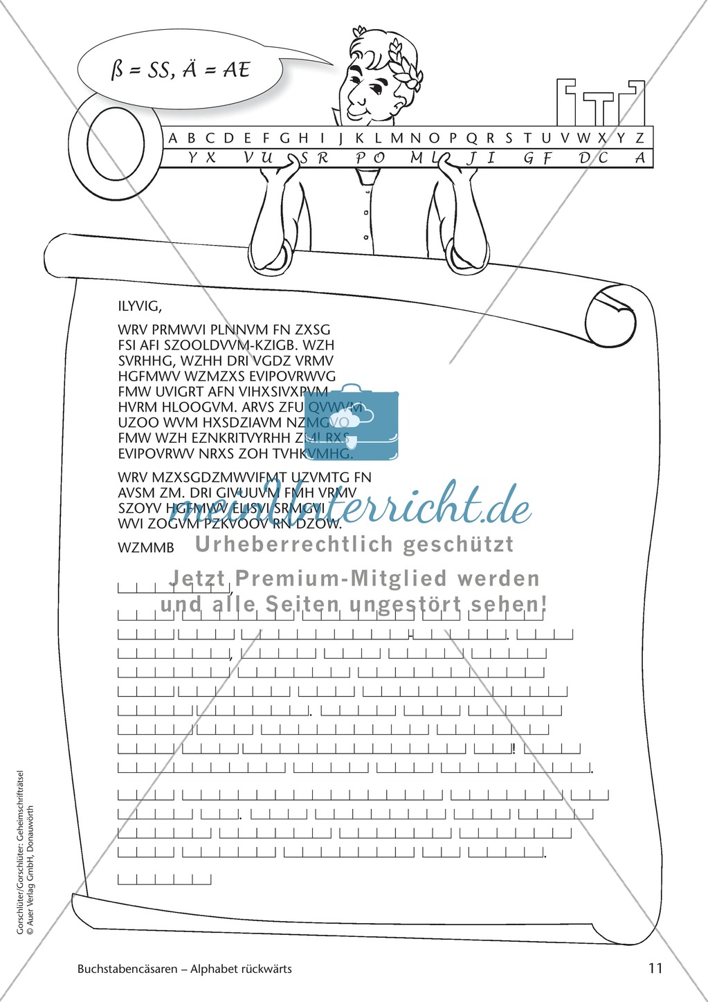 Geheimschrift Alphabet rückwärts: Übungen Preview 5