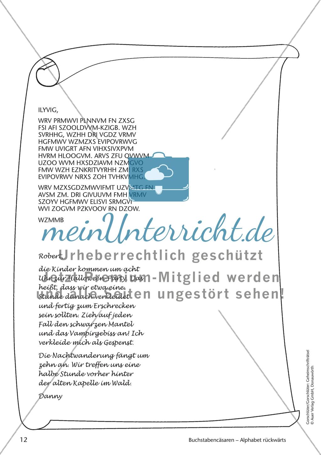 Geheimschrift Alphabet rückwärts: Übungen Preview 6