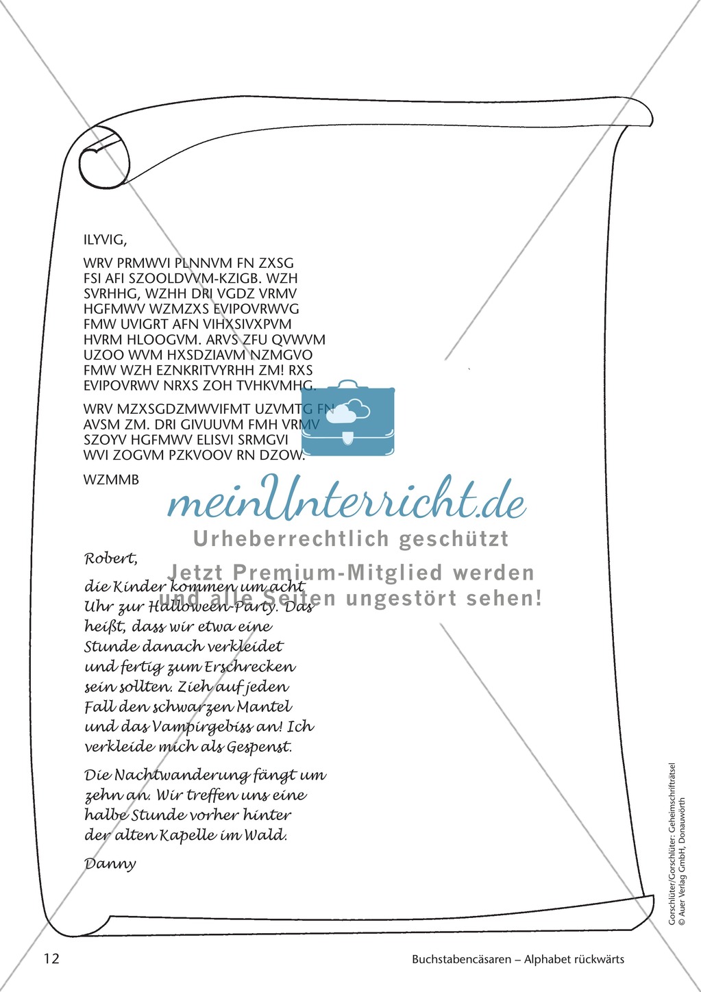 Geheimschrift Alphabet rückwärts: Übungen Preview 6