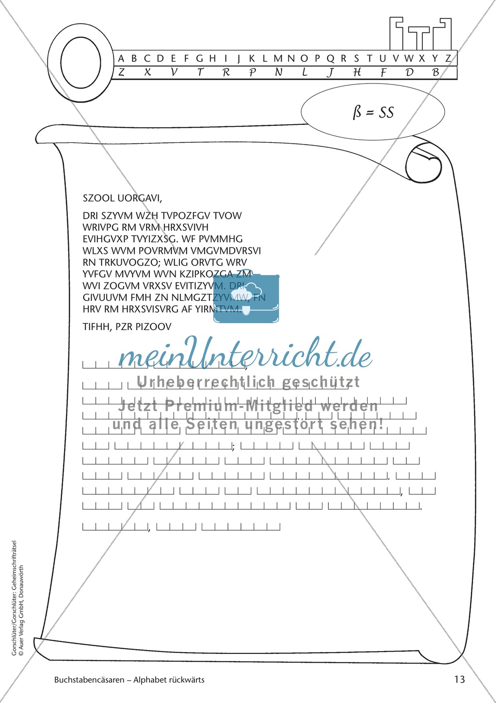 Geheimschrift Alphabet rückwärts: Übungen Preview 7