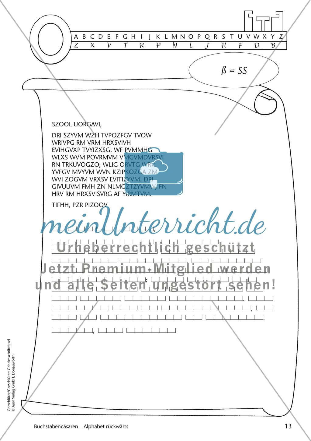 Geheimschrift Alphabet rückwärts: Übungen Preview 7