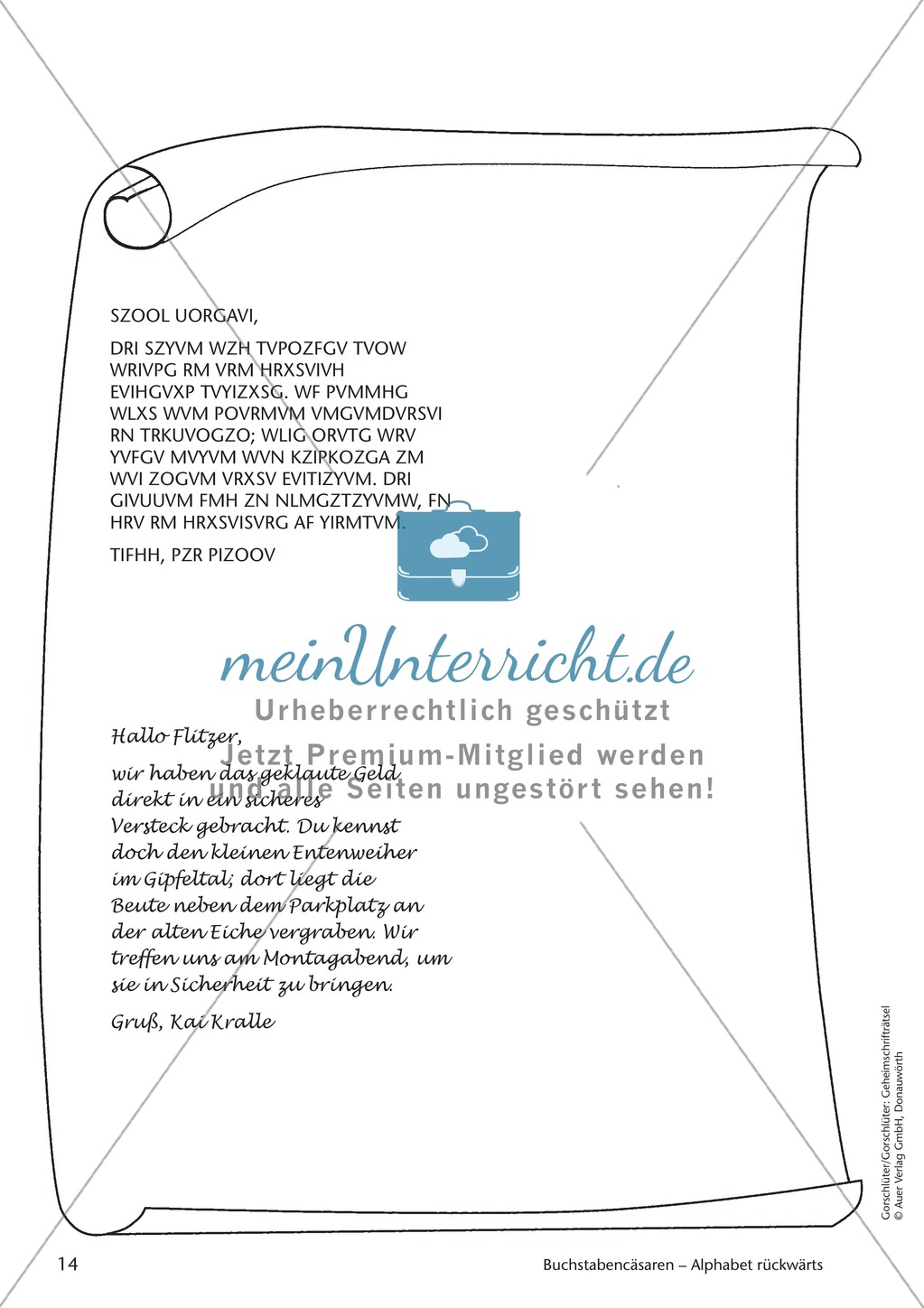 Geheimschrift Alphabet rückwärts: Übungen Preview 8