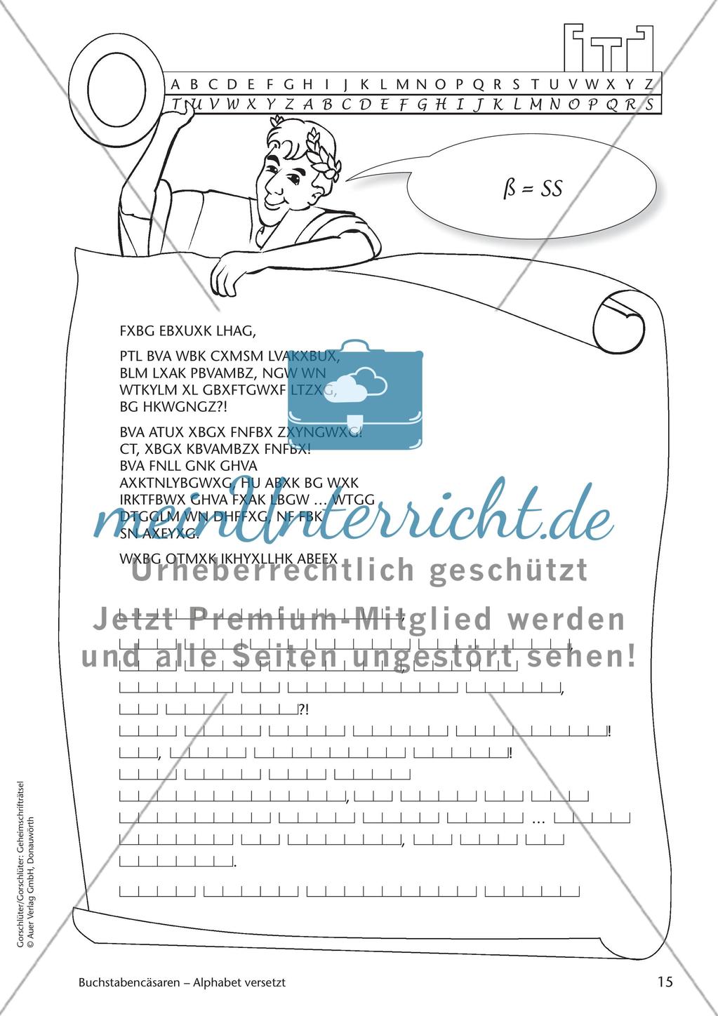 Geheimschrift Alphabet versetzt: Übungen Preview 1
