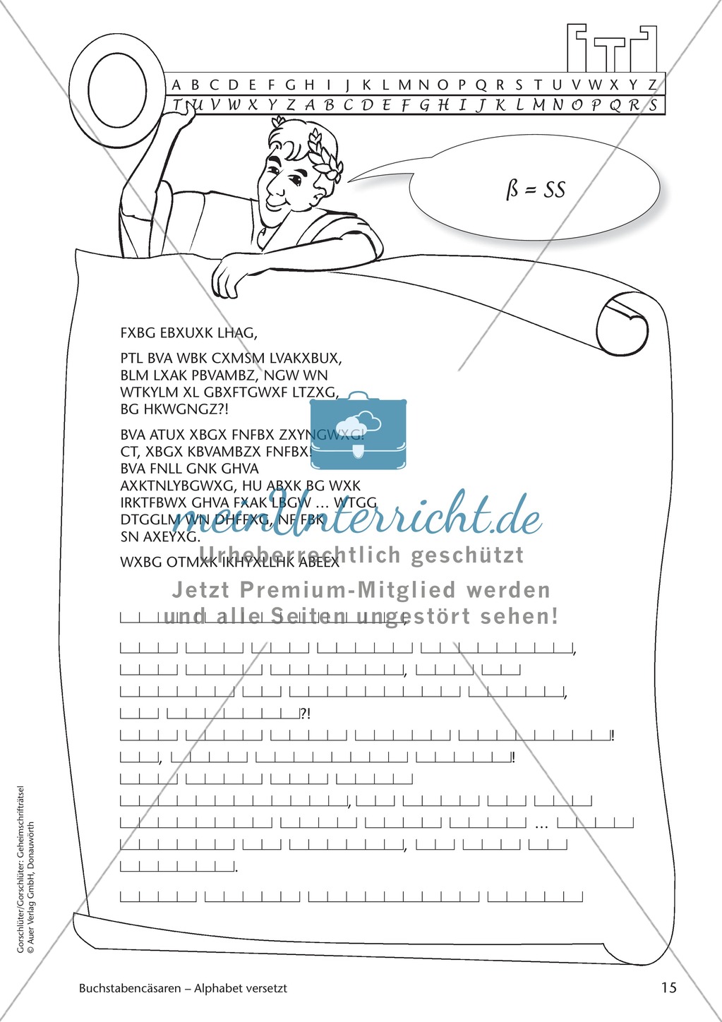 Geheimschrift Alphabet versetzt: Übungen Preview 1