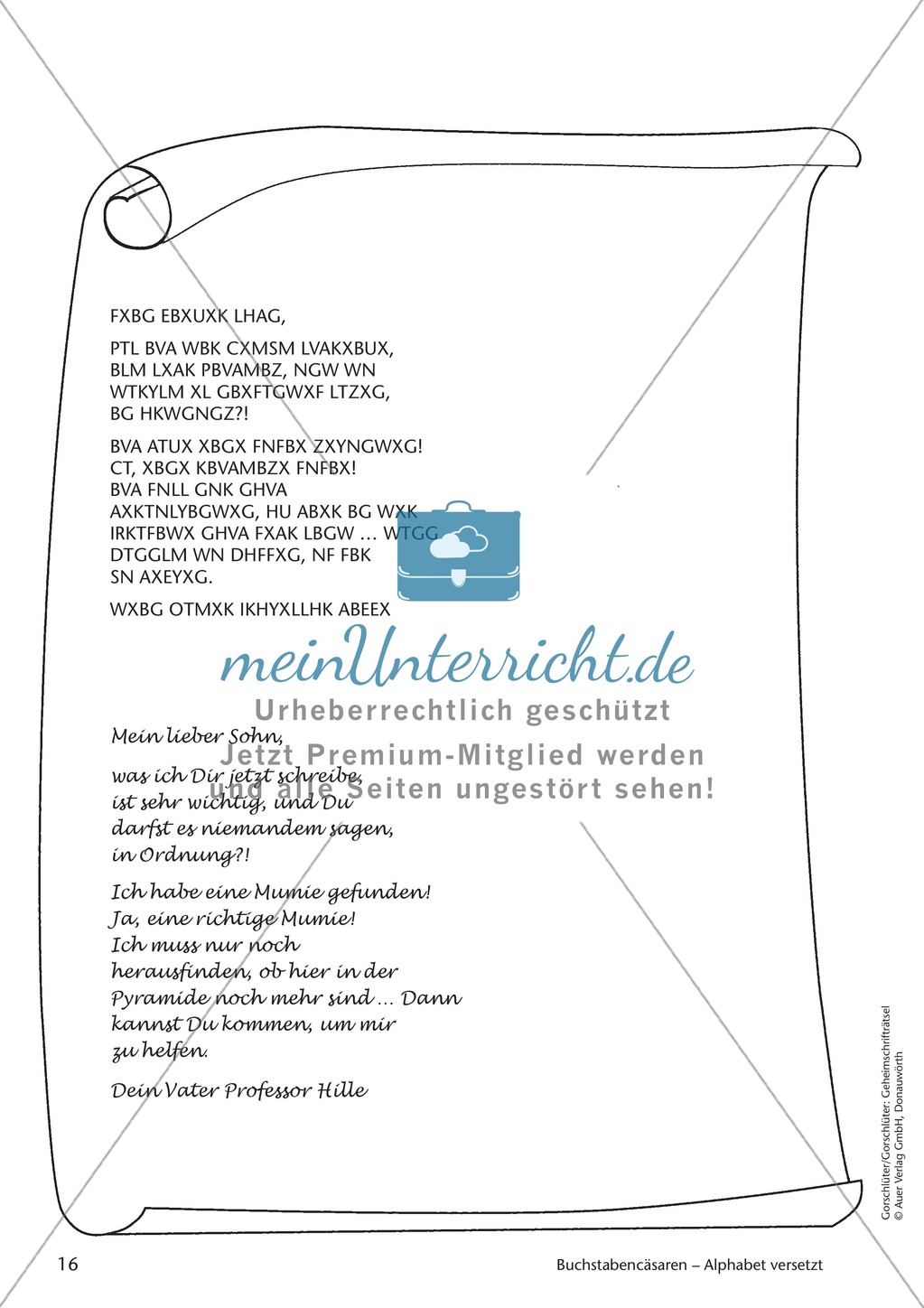 Geheimschrift Alphabet versetzt: Übungen Preview 2