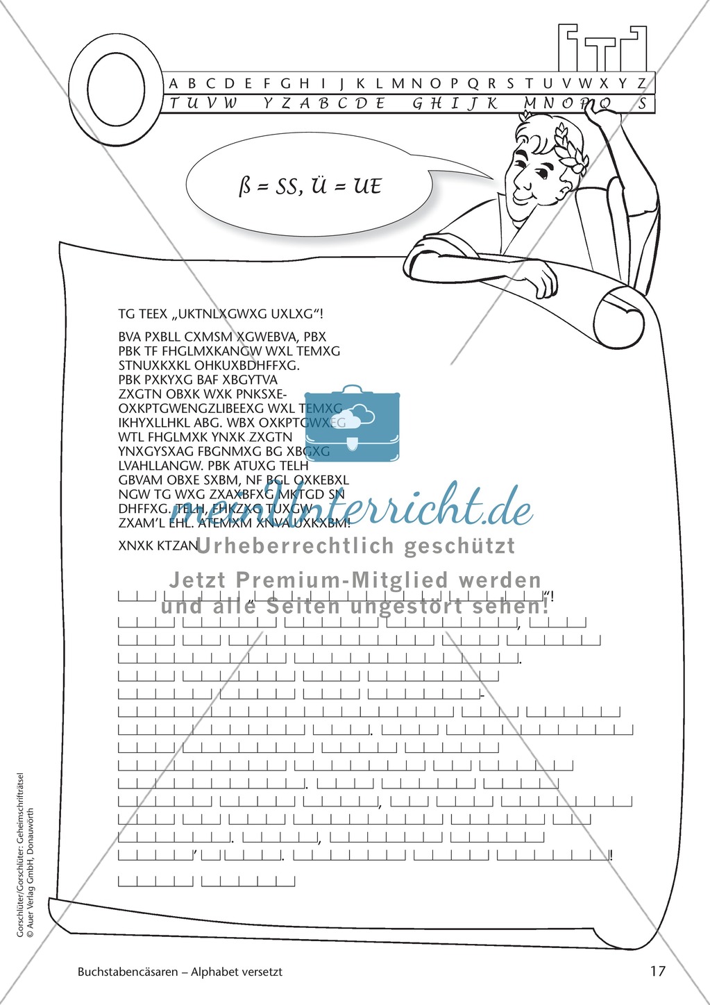 Geheimschrift Alphabet versetzt: Übungen Preview 3