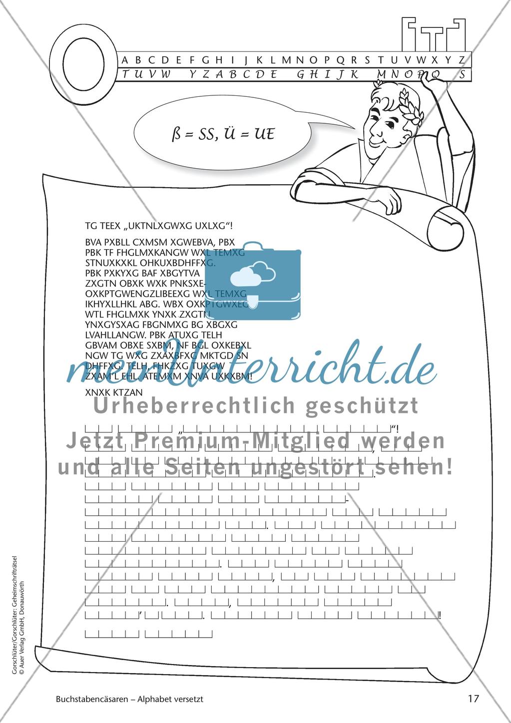 Geheimschrift Alphabet versetzt: Übungen Preview 3