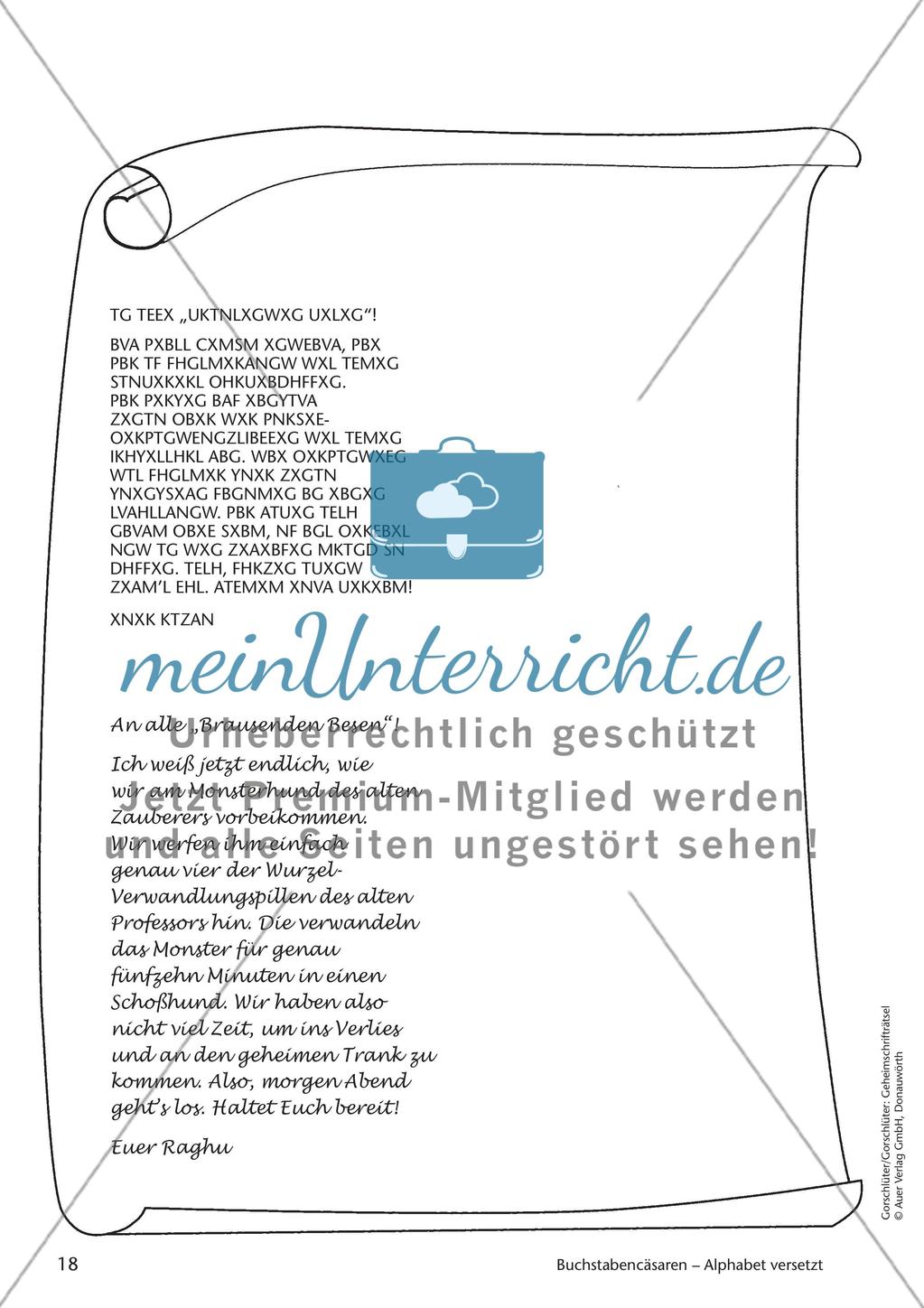 Geheimschrift Alphabet versetzt: Übungen Preview 4