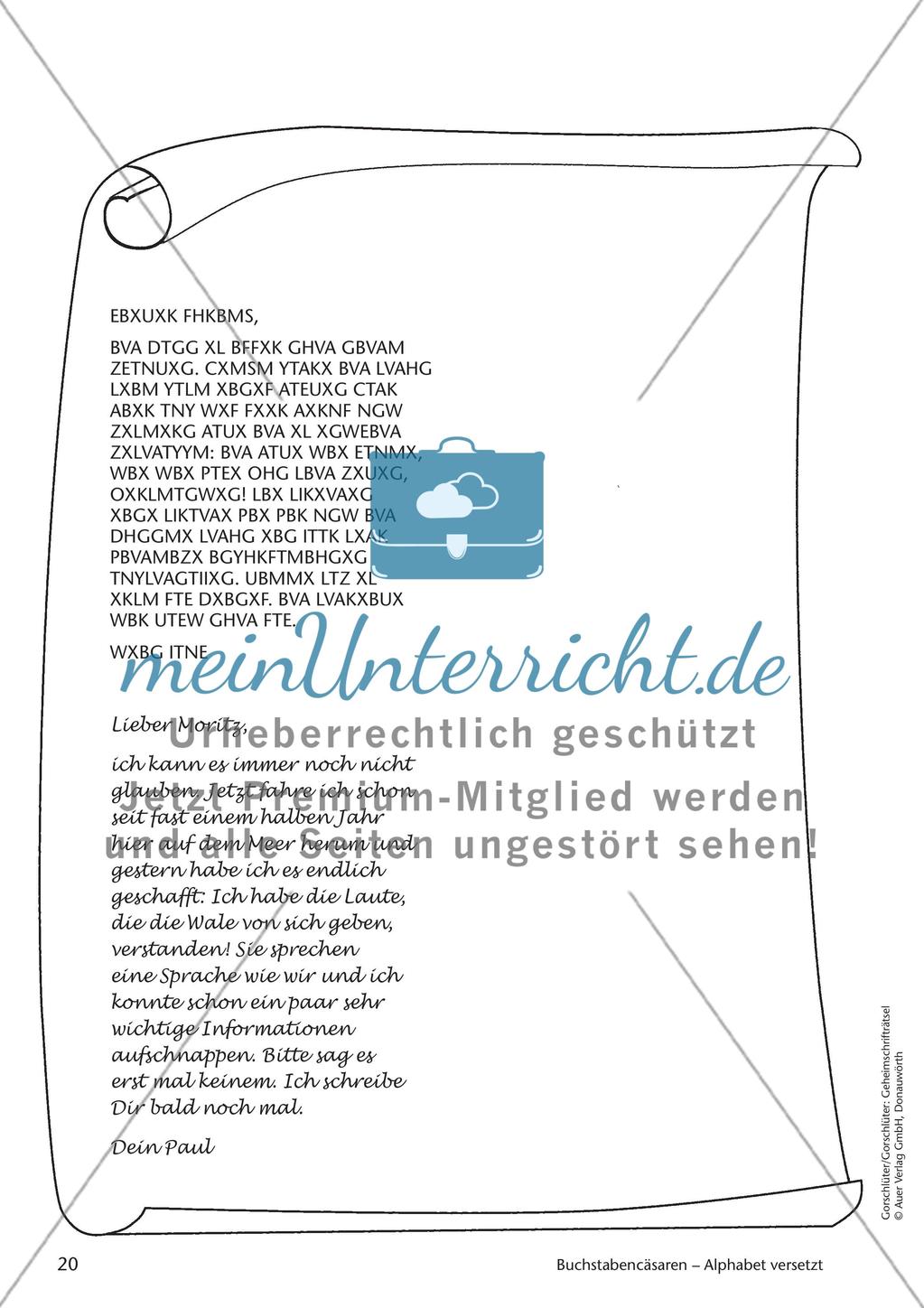 Geheimschrift Alphabet versetzt: Übungen Preview 6
